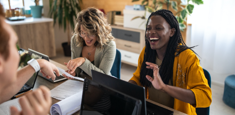 Students laugh in group