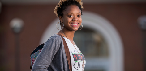 Student with blurred background